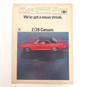 Vintage Chevrolet Z28 Camaro Print Ad Performance Garage Wall Car Show Display